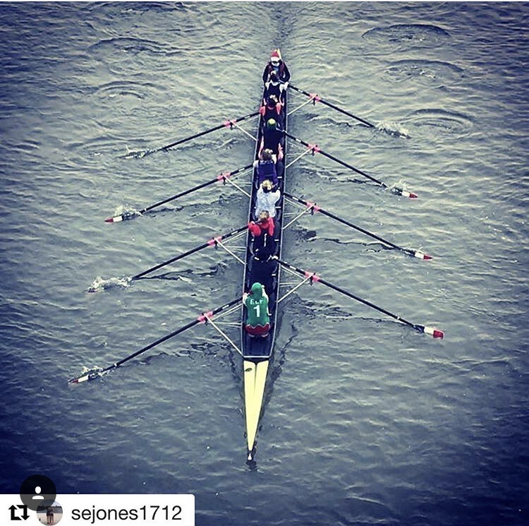 Women rowing in eight boat